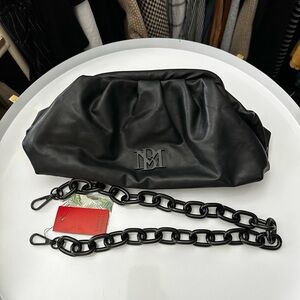 Bagley Mischa Black Leather Clutch with chain shoulder strap